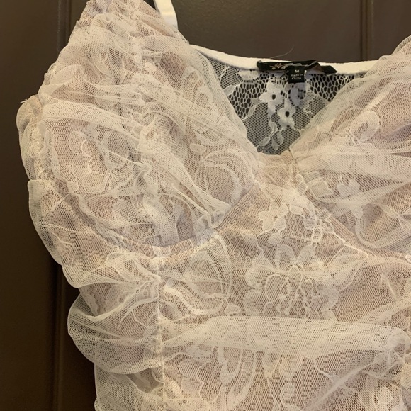 NanaMacs “You’ll Think of Me Shirred Lace Bodysuit” in Ivory/Nude - Picture 5 of 9